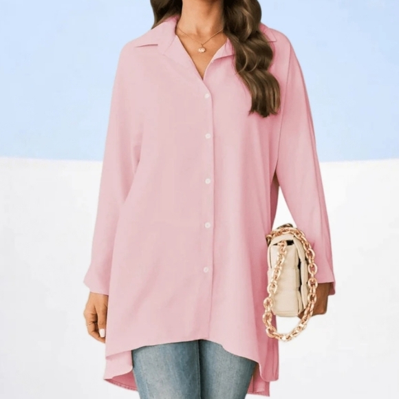 Light Pink Button-Front Two-Piece Dress Set - Picture 3 of 3